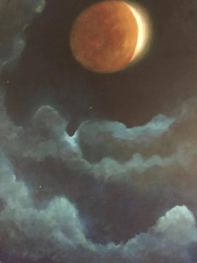 Eclipse Lunar, óleo sobre lienzo, pintura de Mariela Restrepo